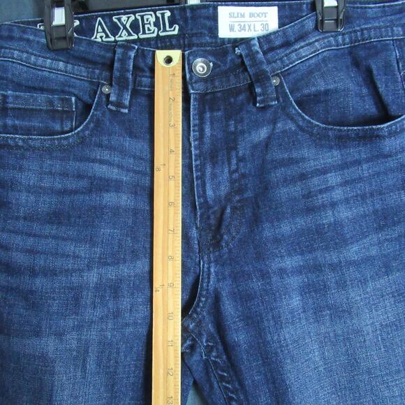 TK Axel Jeans Mens Size 34x30 Blue Slim Boot Denim Cowboy Western Biker Moto - Picture 6 of 12